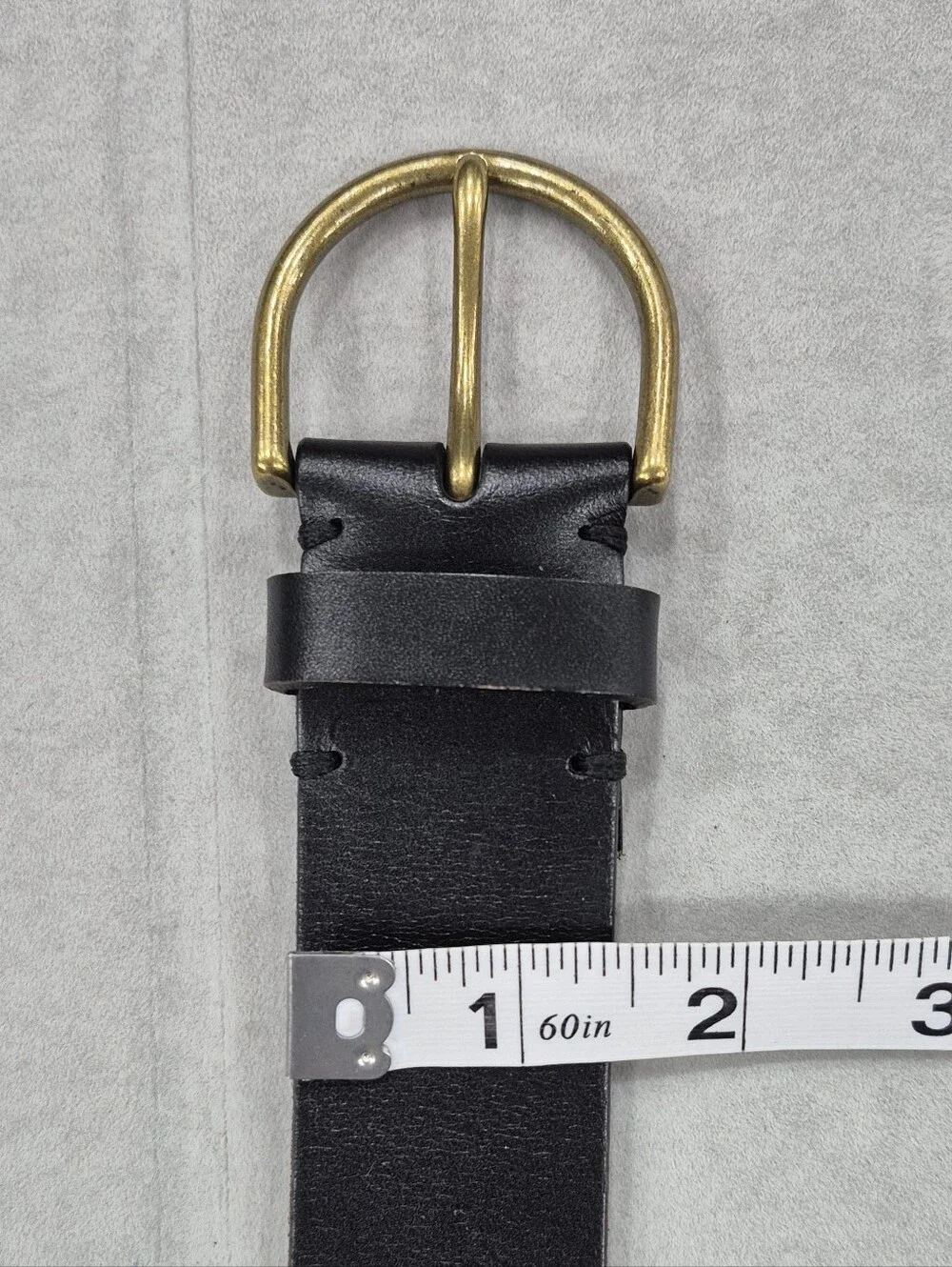 American Eagle Outfitters belt women's small black leather brass buckle